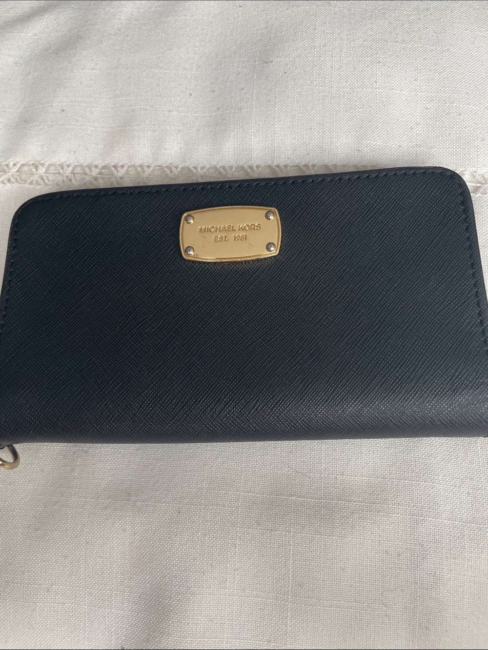 Michael Kors Black Saffiano Wallet With Zipper Coin Holder Has Tiny Rub Mark